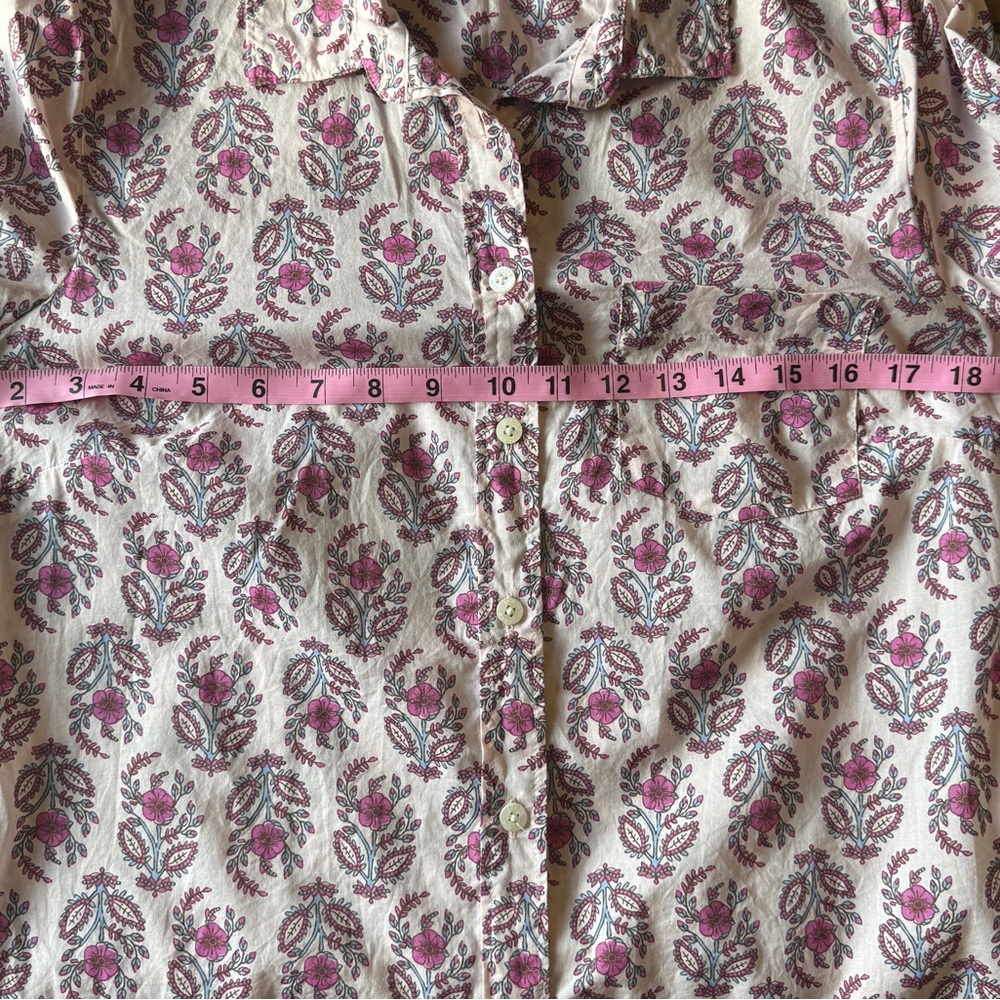 J.Crew Factory Floral Pink Button-Up Cotton Shirt - Picture 5 of 6